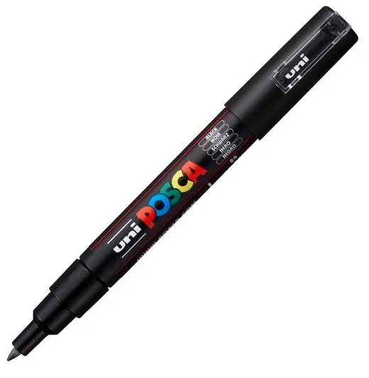 Posca PC-1M Marcador de Pintura 0.7mm Punta Conica Tinta Base Agua Color Negro