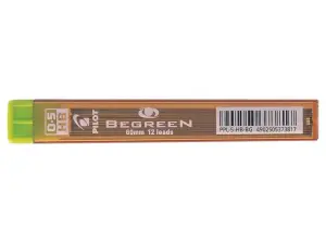 Pilot Pack de 12 Minas Begreen 0.5 para Portaminas - Dureza HB - Trazo 0.5mm - Estuche 100% Plastico Reciclado