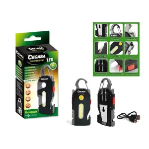 Cegasa Linterna Supervivencia COB+1 LED 400lm, Batería 300mAh USB-C, Negro