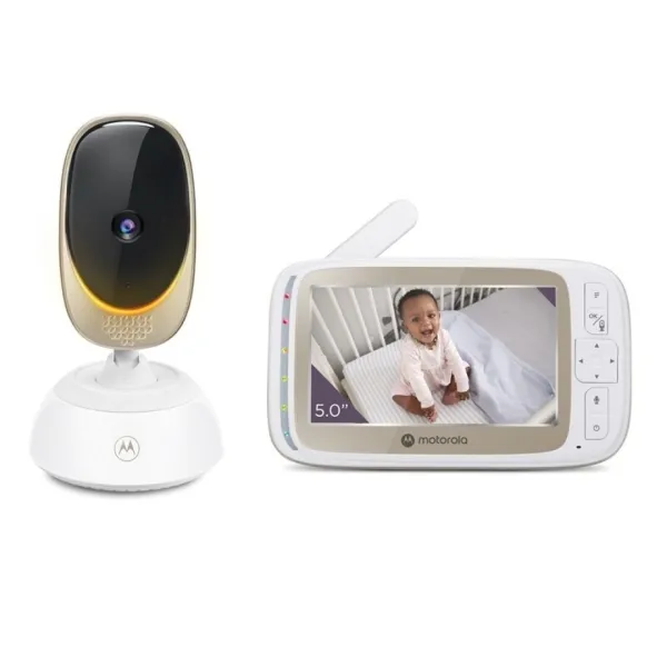 Motorola Nursery Vm85 Connect Vigilabebes Con Camara - Vision Nocturna - Conexion Wifi - Pantalla 5" - Sensor De Temperatura - Color Blanco