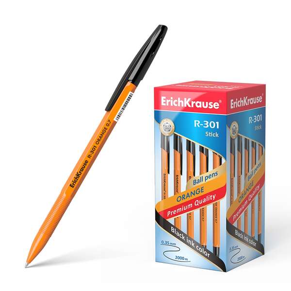 Erichkrause R-301 Boligrafo Orange - Punta De 0.7Mm - Trazo De 0.35Mm - Tapa Ventilada - Cuerpo Opaco Naranja - Color Negro
