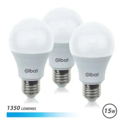 Elbat Pack de 3 Bombillas LED A60 15W E27 1350lm 6500K Luz Fría