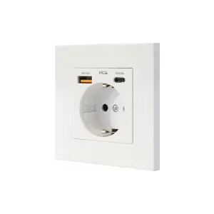 Nanocable Roseta Schuko Empotrable con 1xUSB-A QC 3.0 y 1xUSB-C PD 3.4A Blanco