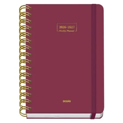 Dohe Agenda Escolar Premium A5 Espiral Doble SV Cartón Forrado Burdeos 2026-2027