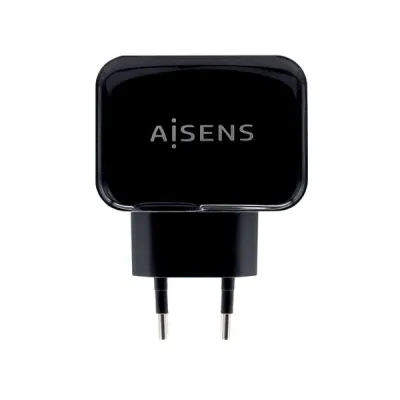 Aisens Cargador USB 17W 5V/3.4A, 2 Puertos USB-A con Control AI, Negro