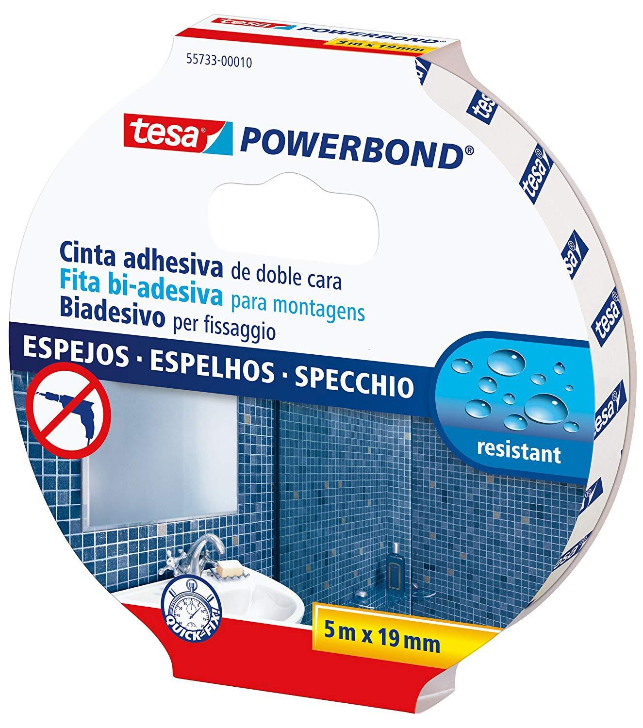 Tesa Cinta Adhesiva De Montaje Doble Cara Powerbond 19Mm X 5M Espejos
