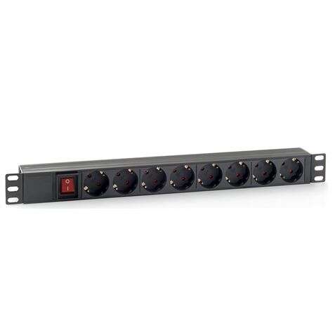 Cromad Regleta 8 Shuckos Para Montaje En Rack 19" 1U - Interruptor On/Off - Carcasa De Plastico - Cable De 1.80M