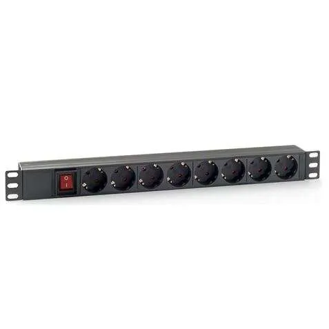 Cromad Regleta 8 Shuckos 1U para Rack 19" con Interruptor On/Off y Cable de 1.80m