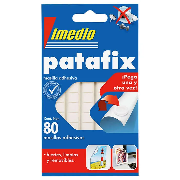 Imedio Patafix Masilla Adhesiva Blanca - Fuertes, Limpias Y Removibles - 80 Piezas