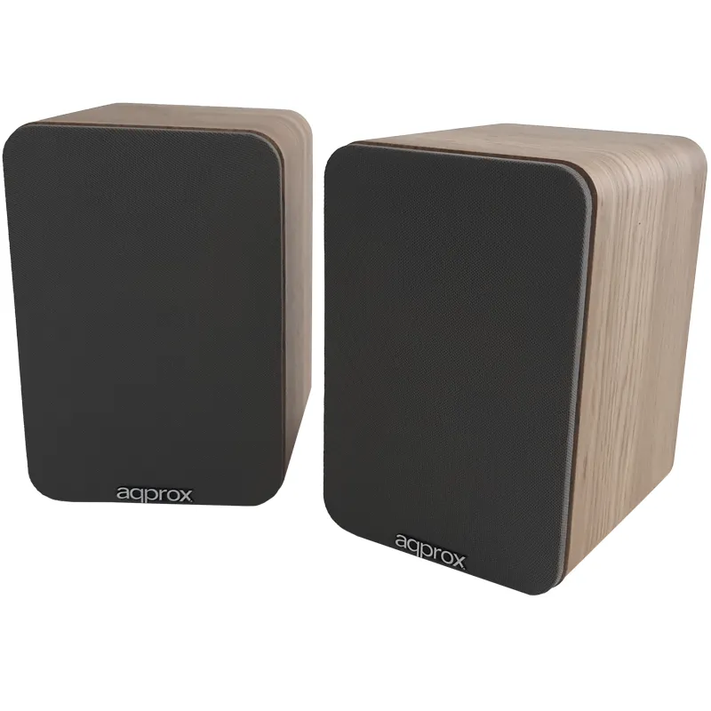 Approx Altavoces 2.0 Bluetooth Autoamplificados 30W Por Canal BT5.0 RCA Óptico Coaxial USB Soporte Pared Color Madera