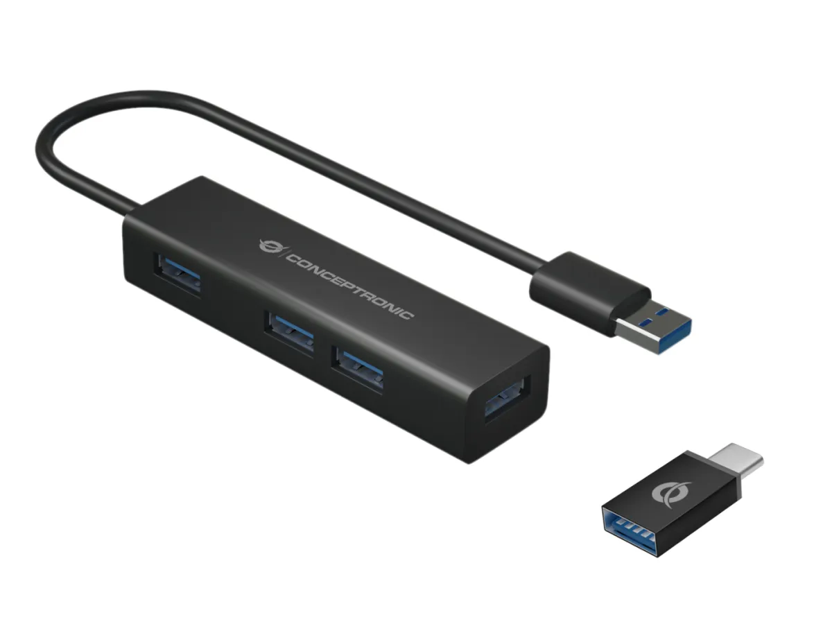 Hub Usb 3.0 Conceptronic Hubbies06B - 4 Puertos Usb-C Negro