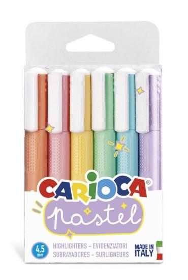 Carioca Marcador Pastel Punta Biselada Colores - Bolsa Pvc De 6