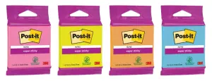 Post-it Super Sticky Bloc de 45 Notas Adhesivas Reposicionables 76x76mm Colores Surtidos