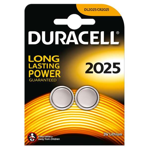 Duracell Dl2025B2 Pila De Boton De Litio Cr2025 3V (2 Unidades)