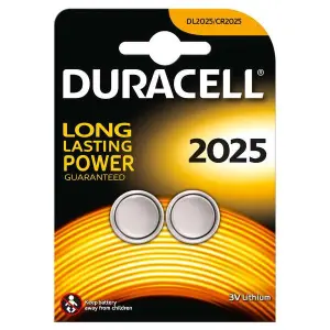 Duracell DL2025B2 Pila de Botón de Litio CR2025 3V - Paquete de 2 Unidades