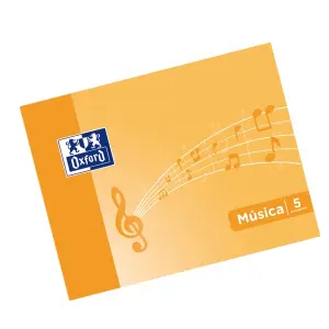 Oxford Libreta de Música Grapada A5 Apaisada 10 Hojas 5 Pentagramas Naranja