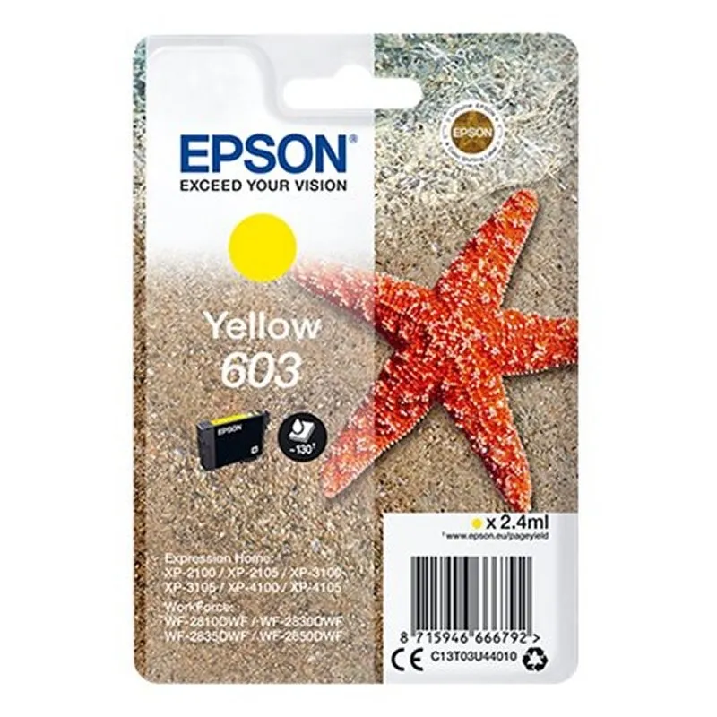 Epson Tinta Amarillo Nº 603 para Impresoras XP-2100, 3100, 4100 y WF-2830DWF, 2850DW