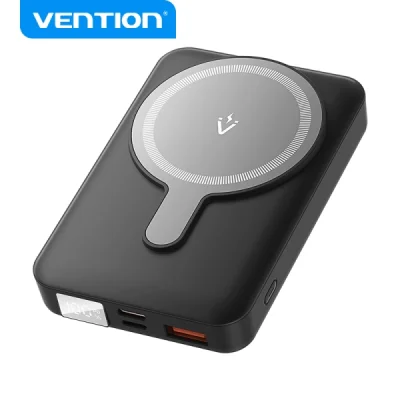 Vention Powerbank Inalámbrico Magnético 10000 mAh con Pantalla LED y Carga Rápida 22.5 W