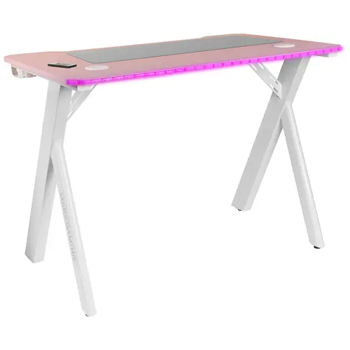 Mars Gaming Mesa MGD RGB Blanca 100x60cm Chasis Acero Altura 74cm Tablero Rosa