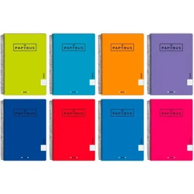 Papyrus Cuaderno Tapa PP 08 Uniclasico 80H 90g Pauta 3.5mm Colores Surtidos