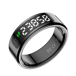 Leotec Anillo Inteligente Kör Mau - Sensor de Rritmo Cardiaco y Acelerometro - Monitor de Sueño - 5ATM - Resistente al Agua - Talla L (Talla 11) - Color Negro