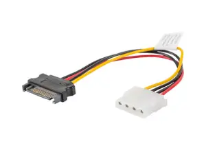 Lanberg Cable SATA 0,15 M Molex 4-Pin a SATA 15 Pines Negro, Rojo, Amarillo