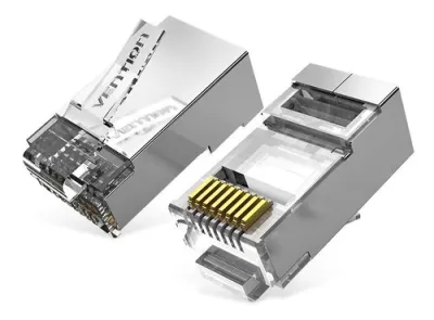 Vention Pack de 50 Conectores RJ45 Cat.6a FTP Contactos Chapados en Oro Plata