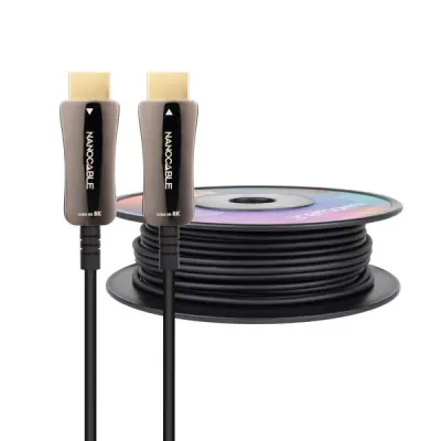 Nanocable Cable HDMI v2.1 AOC Macho a Macho 50m - 8K@60Hz, 4K@120Hz, 48Gbps, Negro