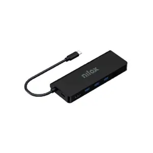 Nilox Dock Station USB-C 8 En 1: 3x USB 3.2, 1x HDMI, SD, RJ45, PD, Micro SD - Negro