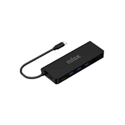 Nilox Dock Station USB-C 8 En 1: 3x USB 3.2, 1x HDMI, SD, RJ45, PD, Micro SD - Negro