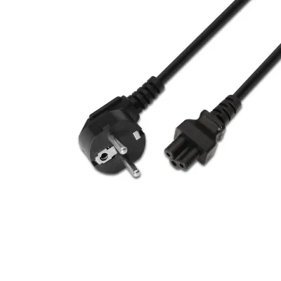 Aisens Cable De Alimentación Acodado CEE7 M-C5/H 1.5m 100% Cobre Puro AWG18 Negro