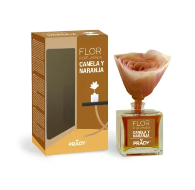Prady Ambientador Flor Perfumada Canela y Naranja 90ml Frasco de Cristal