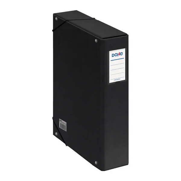 Dohe Caja Para Proyectos Lomo 7Cm - Carton Forrado Con Papel Impreso Y Plastificado - Cierre Con Gomas - Color Negro