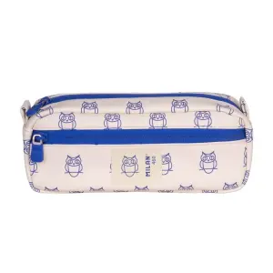 Milan Portatodo Rectangular 460 - 2 Compartimentos con Cremallera - Beige/Azul