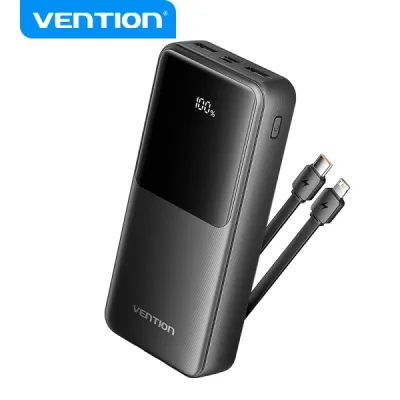 Vention Power Bank 20.000mAh - Múltiples Interfaces - Salida Total 3A - Negro