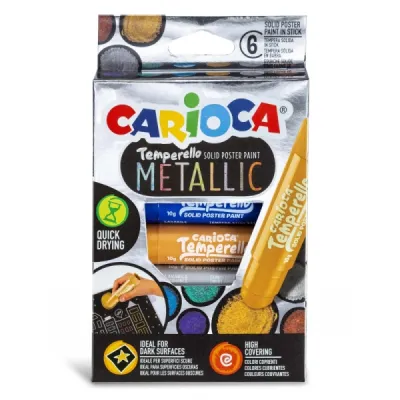 Carioca Pack de 8 Temperas Sólidas Metalizadas - Lavables y de Secado Rápido