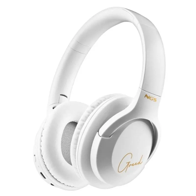 NGS Artica Greed Auriculares Bluetooth Blancos con Micrófono y Batería 300 mAh, Carga USB-C