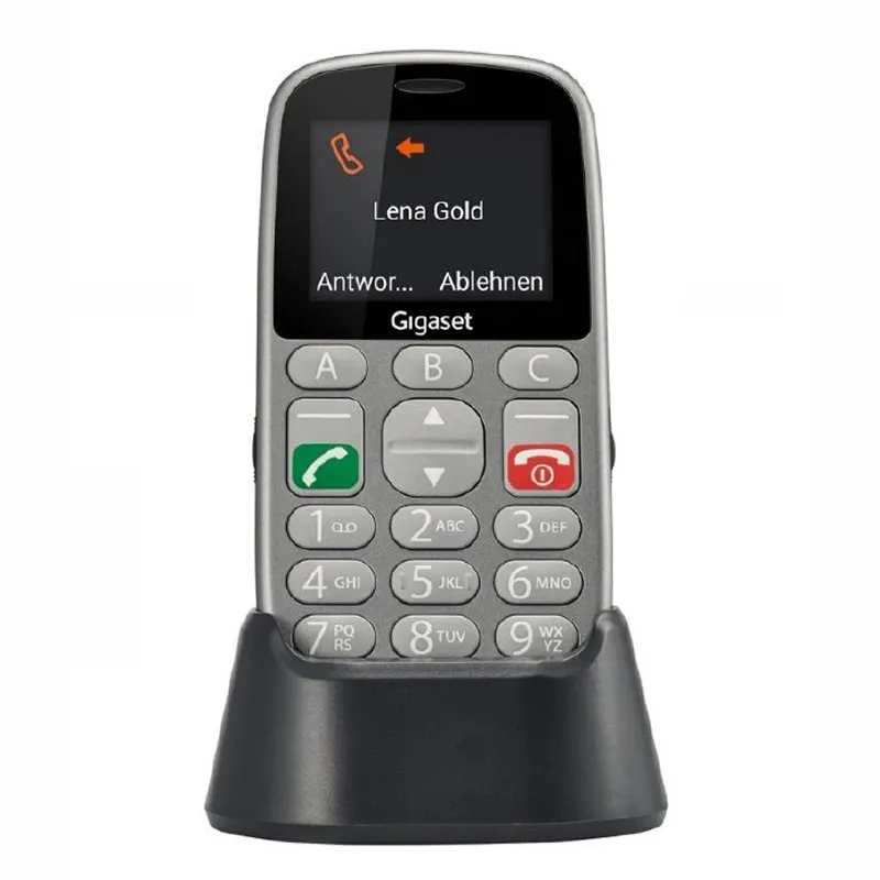 Gigaset GL390 Teléfono Móvil Para Mayores, Pantalla 2.2", Cámara 0.3MP, Base de Carga, Gris