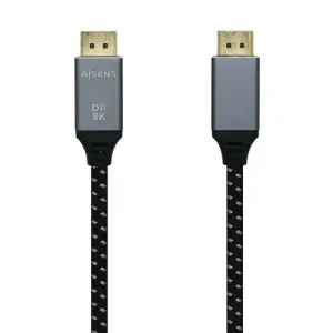 AISENS Cable Displayport V1.4 8k@60hz, DP/M-DP/M, Gris/Negro, 3.0m