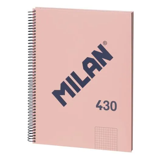 Milan Cuaderno Con Espiral A4 80H 95Gr Cuadriculado 5X5Mm Tapa Dura Serie 430 Since 1918 Rosa