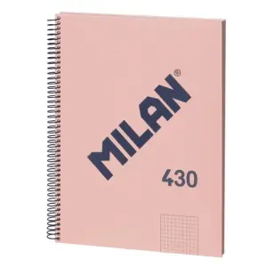 Milan Cuaderno A4 80H 95gr Cuadriculado 5x5mm Tapa Dura Rosa