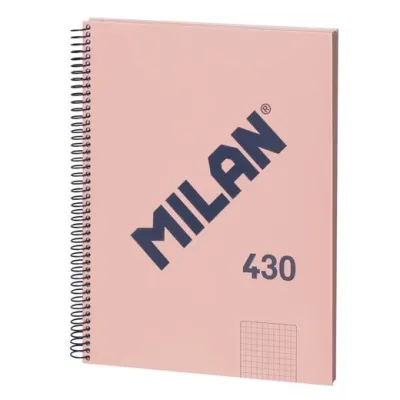 Milan Cuaderno A4 80H 95gr Cuadriculado 5x5mm Tapa Dura Rosa