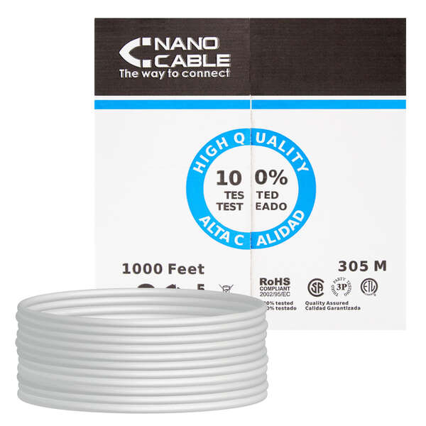 Nanocable Bobina De Cable De Red Rigido Rj45 Cat.6 Ftp Awg24 305M - Color Gris