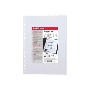 ErichKrause Pack de 100 Fundas Multitaladro A4 60mic 11 Taladros Acabado Brillante