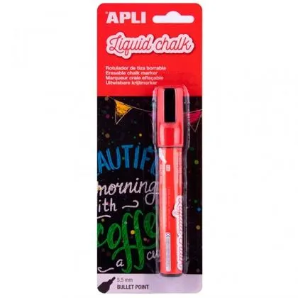 Apli Marcador De Tiza Líquida Punta Redonda 5,5Mm Rojo Blíster 1 Ud