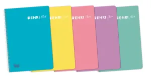 Enri Cuaderno Espiral 1/4 80H 90gr 4x4mm Tapa PP Surtidos Pastel