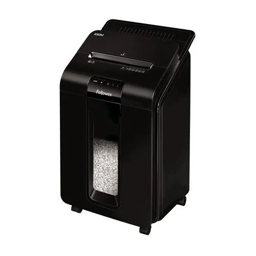 Fellowes AutoMax 100M Destructora de Papel Automática Minicorte P-4, Autoalimentación 100 Hojas, Papelera 23L, Negro