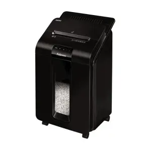 Fellowes AutoMax 100M Destructora de Papel Automática Minicorte P-4, Autoalimentación 100 Hojas, Papelera 23L, Negro