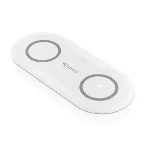 Aisens Cargador Inalambrico 15W - USB-C - Protocolo Qi - Moviles y Auriculares - Proteccion Contra Sobretension, Sobretemperatura y sobrecorriente - Color Blanco