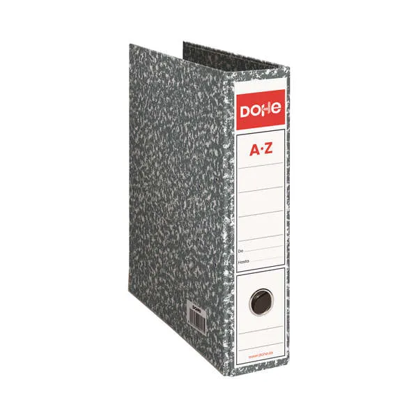 Dohe Archivador Gris Jaspeado A4 - Medidas 282X318X75Mm - Carton Forrado Con Papel Impreso - Cantoneras Metalicas - Ollao Y Palanca De Maxima Calidad